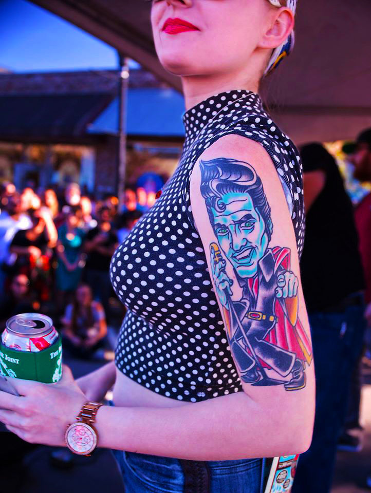 Rockabillaque Elvis arm tattoo